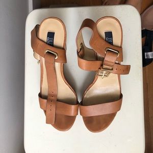 Saks 5th Ave brand leather wedges